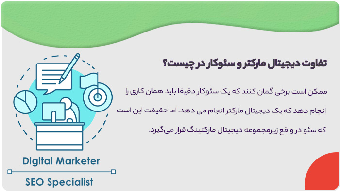 تفاوت دیجیتال مارکتر و سئوکار چیست؟ تفاوت دیجیتال مارکتر و سئوکار چیست؟